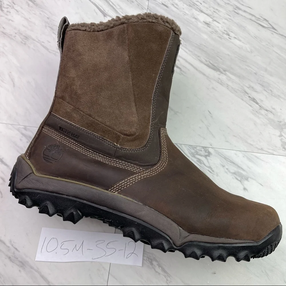 35-12| timberland Isn Side zip leather Boots Mens (size 10.5 M) brown 40141 7996